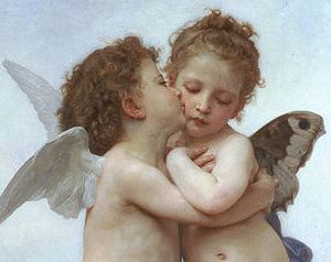 Particolare di "Amore e Psiche, bambini" di William-Adolphe Bouguereau